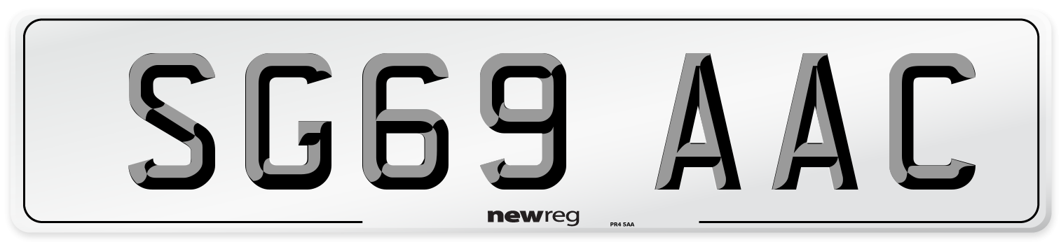 SG69 AAC Number Plate from New Reg